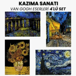Scratch Kazıma Sanatı | Kazıyarak Çizim Seti | Van Gogh Eserleri 4’lü Set | 28x40 cm - A3