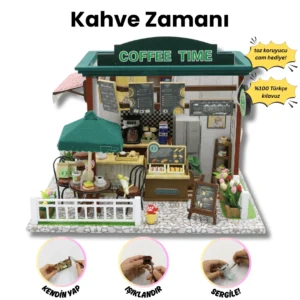 Kahve Zamanı | Kendin Yap Minyatür Kafe | Minyatür Maket Ev | Ahşap Hobi Seti | LED Işıklı 3D Puzzle