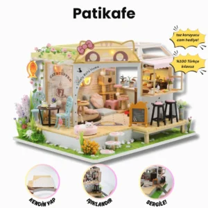 Patikafe | Kendin Yap Minyatür Kafe | Minyatür Maket Ev | Ahşap Hobi Seti | LED Işıklı 3D Puzzle